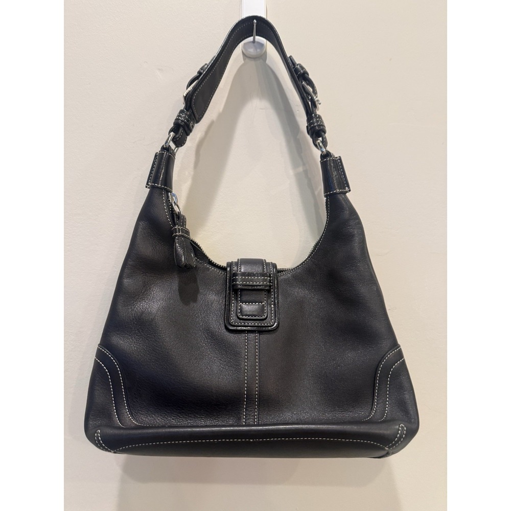 Vtg Coach Bag Black Leather Hampton Soho Hobo Buckle E04S-7462 Y2K - Picture 3 of 13